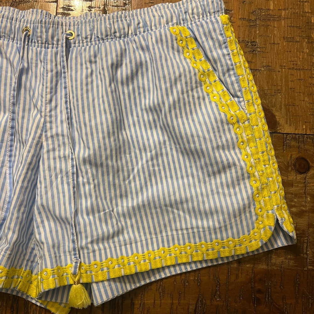 Lilly Pulitzer Blue and Yellow Striped Women's Shorts